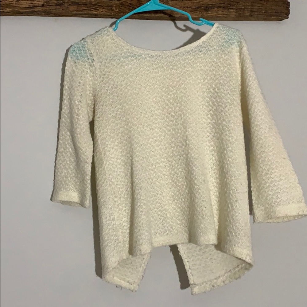 Open back cream sweater